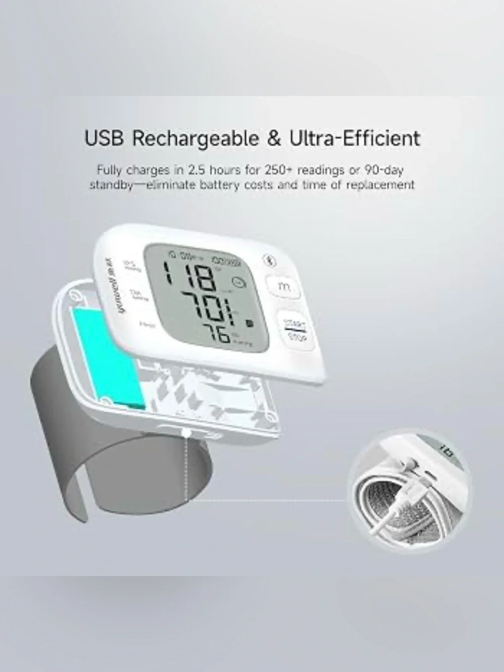 Yuwell Blood Pressure Monitor Wrist Cuff, Digital Display NEW YE8800AR